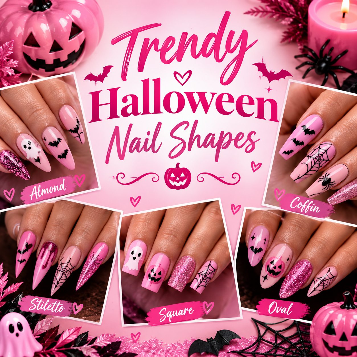 trendy halloween nail shapes displayed on stylish nails