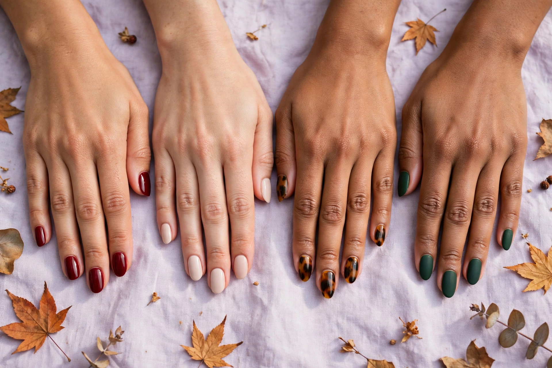 november nail ideas without halloween cranberry cashmere tortoiseshell forest green